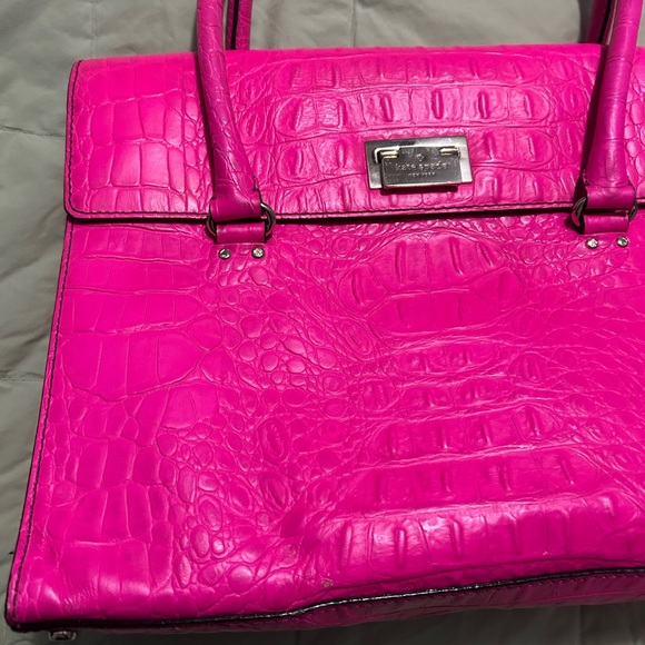 Kate Spade Sinclair Orchard Valley Pink Sapphire Crocodile Embossed Leather Bag - Picture 6 of 13